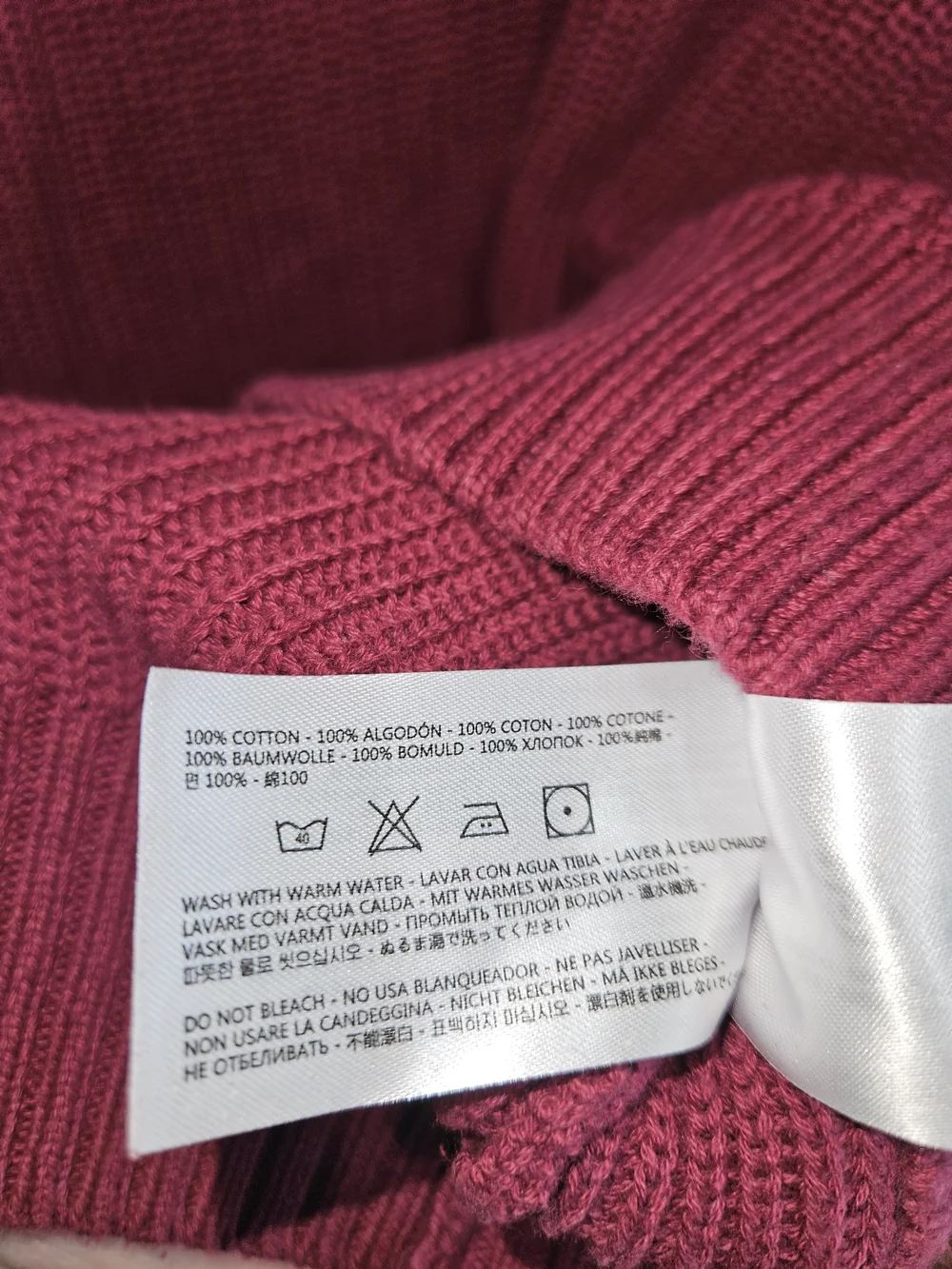 Collars & Co Men's Pullover Sweater 1/4 Button Burgundy Maroon Large Pure Cotton